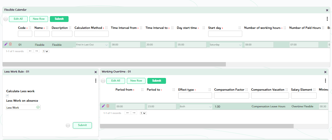 Flexible working calendars