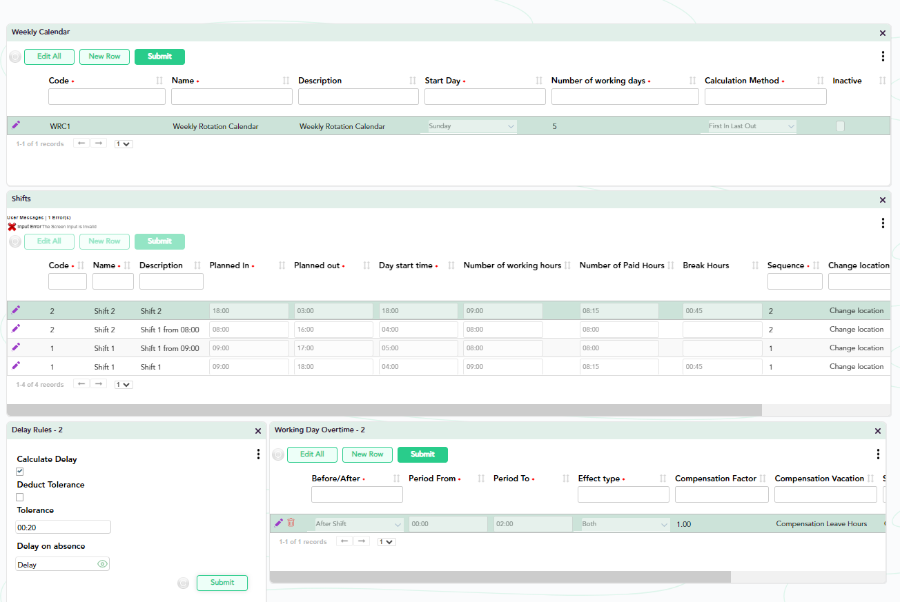 Rotation calendars